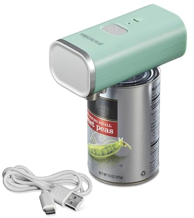 Proctor Silex Automatic Electric Can Opener, Hands Free Cordless Operation & USB Rechargeable, Self-Aligning, Cut Smooth Touch Lid Edges, Compact and Easy to Store, Mint