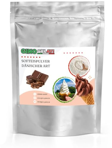 Gino Gelati Schoko Dänisches Softeis Pulver, verschieden Variante, Made in Germany, schnelle und einfache Zubereitung, Herstellung mit oder ohne Eismaschine möglich (1 Kg, Stracciatella)