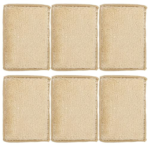 Ipetboom 6pcs Bamboo Sponge Cleaner Reusable Wok Sponges for Dish Cleaning Multi-Purpose Cleaning Tools for Home and Kitchen | Multi-purpose Washing for Kitchenware, Compact Size for Daily Use, Serviceable Pack of Six