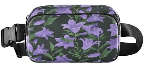 Bum Bag Waist Fanny Pack for Men Women Campanula Flowers Belt Bag Bumbag for Dog Walking Running Cycling Hiking Travel Workout with Adjustable Strap