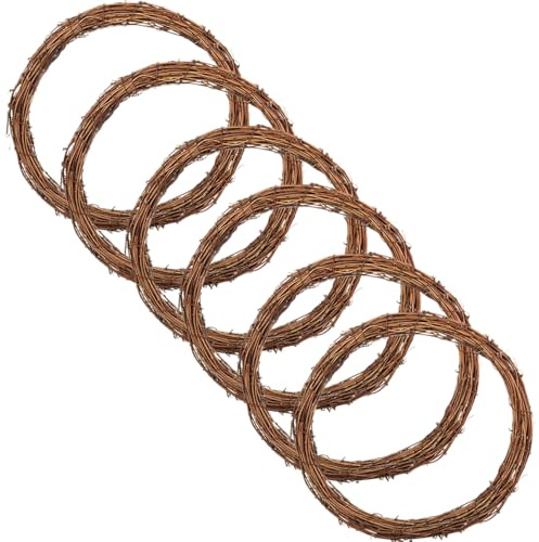 35cm Natural Grapevine Wreath, Vine Branch Wreath Ring, Rattan Wreaths Making Supplies for DIY Autumn Christmas Crafting, Front Door Wall Hanging Round Plain Wreaths, Wedding and Party Decor (6PCS)