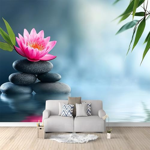Fotomurales 300 x 210 cm Papel pintado Paisaje hojas de bambú y loto tejido no tejido Decoración de Pared decorativos Gris y negro Murales Diseno Fotográfico Apto para salón y dormitorio
