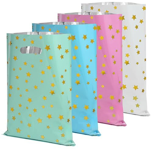 Geschenktüten Kindergeburtstag,40 Pcs Geburtstagstüten Gastgeschenke Bunte Sterne Partytüten Candytütchen Geschenktüten Cookie Partytüten für Mädchen Jungen