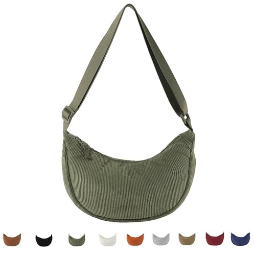 Generisch Cord Crossbody Bag für Damen, Cord Halbmond Tasche Umhängetasche Crossbody Moon Bag Hobo Halfmoon Bag Kord Schultertsche für Arbeit Einkaufen Schule Arbeit Shopping