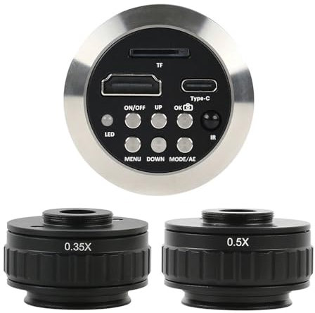Microscope Caméra vidéo numérique 1080P 4K 2K 48mp 55mp HDMI USB, loupe + adaptateur de montage 0,5x 0,35xc, objectif adapté au Microscope trinoculaire stéréo(48MP 4K HDMI Type-c)