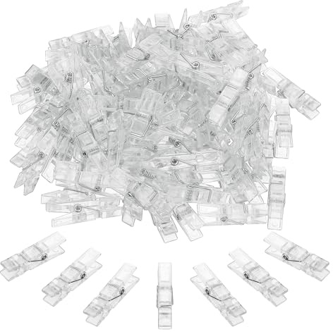 Mini Wäscheklammern,100 Stück Mini Transparent Clips,35 mm Frühling Hängende Clips,Kleine Klammern Durchsichtig Wäscheklammern Plastik Fotoklammern für Kunst Handwerk DIY Party Hochzeit Dekoration