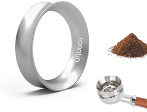 Roontin Dosierring 58mm – Magnetischer Espresso Dosing Funnel mit 8 Magneten, Siebträger Trichter aus Aluminium, Barista Zubehör für Kaffeemaschine, Kompatibel mit 58mm Siebträger Zubehör, Silber