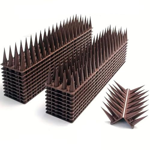 Faboer Fence Wall Spikes Garden Security Burgular Guard Anti-Climb Cat Bird Pigeon Foxes Intruder Pest Deterrent - Brown (10m - 20Pack)