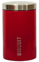 Kabalo Red Kitchen Large Airtight Biscuit Barrel Jar Cookie And Food Stainless Steel Storage Canister Tin