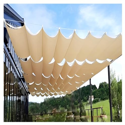 Tenda parasole retrattile per pergola, resistente ai raggi UV, con kit di montaggio per esterni, patio, terrazza, giardino, protezione solare in HDPE, copertura di ricambio per pergola