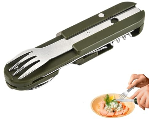 OUDQFCJ Ensemble de Cuillère et Fourchette Pliables en Acier Inoxydable pour Voyage, Camping, Pique-Nique, Activités Extérieures (Style 1)