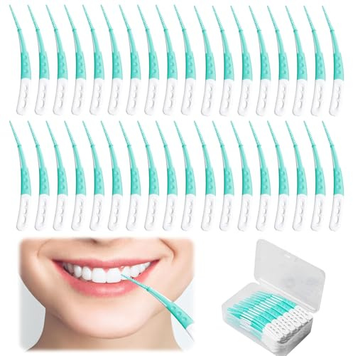 60 Stück Interdentalbürsten, Zahnzwischenraumbürsten Interdentalbürsten FENGJIAHUI Pro Tragbare, Gebogene Form Zum Reinigen Schwer Erreichbarer Zwischenräume (Grün)