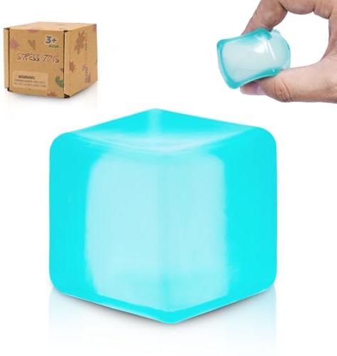 Graphinza Nices Cubes Squeeze Toys Taba Squishy Squishy Cubes Ice Cube Fidget Toy Sensory Fidget Toys Stress Cube Anxiety Relief for Kids and Adults Small Blue (blue)