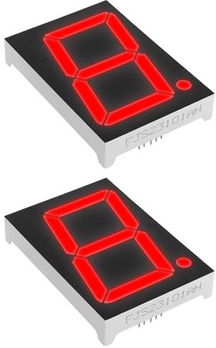 YINETTECH 2X Rote 7-Segment-LED-Einzelziffernanzeige mit Gemeinsamer Kathode 2,3 Zoll Leiterplatte 7,2–8,0 VDC für Elektronische Digitalanzeigen