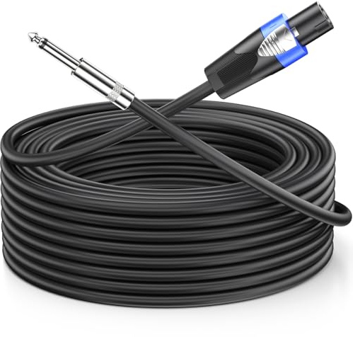 Jumwa 20M Speakon auf 6.3mm Klinke Lautsprecherkabel AWG15 2-Adriges Speakon Kabel mit Twist Lock für DJ/PA, M-M