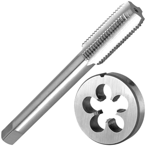 IndusTradCorp Juego de machos y terrajas métricos M12x1,25 for Mano Derecha, machos y terrajas Redondos de Rosca a máquina HSS M12x1,25