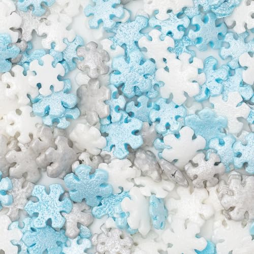 PME Cake Perles Décoratives de Noël | Flocons de Neige (25g) | Décorations Comestibles Festives pour Gâteaux, Cupcakes et Pâtisseries d’Hiver