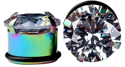 BWDHJLEY - Esparcidor de acero inoxidable, túnel de oído multicolor con zirconia cúbica Plug 2 piezas