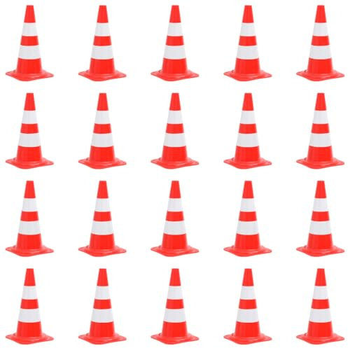 Mokuyary Cônes de signalisation réfléchissants 20pièce Rouge et blanc 50cm Plot de Chantier, Cône de Sécurité pour Délimitation, Stationnement d’Urgence, Route Parking, Pratique de Conduite