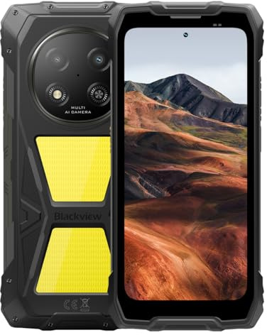 Blackview Rock 2 Pro AI 5G Smartphone Incassable, Lampe Camping 400LM, Batterie 15000mAh, Écran 6,67'' HD+, 24GB+256GB, Caméra IA 16MP+13MP, IP68 Android 16 Téléphone Robuste Étanche, NFC Noir
