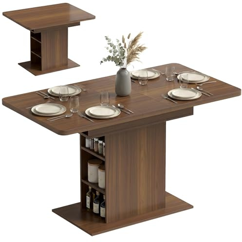 HOMCOM Extendable Dining Table for 4-6 People 110-130cm Walnut Brown
