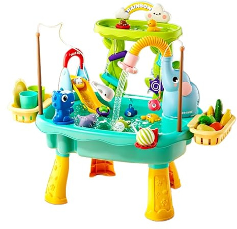 Generisch Kinderwassertisch Mit 4 AA Batterien Elektropumpe 60x43x48cm | Wasserspiel Tisch Für Kinde | Spieltisch Sand Und Wasser | Sand Und Wasserspieltisch Für Garten Balkon Ab 3 Jahre