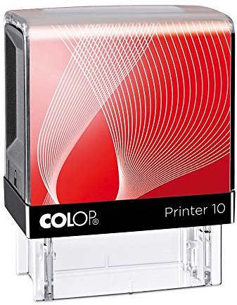 Kurztextstempel personalisiert, Colop Printer 10, 27x10 mm, Rot | kompakter Selbstfärber mit Wunschtext in bis zu 3 Zeilen – XXL-Sichtfenster, Stempelkissen austauschbar
