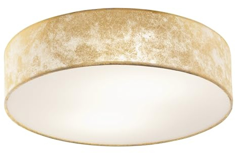 EGLO Deckenlampe Viserbella, Vintage Deckenleuchte, Wohnzimmerlampe aus Stahl und Textil in Champagner, Gold, Küchenlampe, Flurlampe Decke mit E27 Fassung, Ø 38 cm