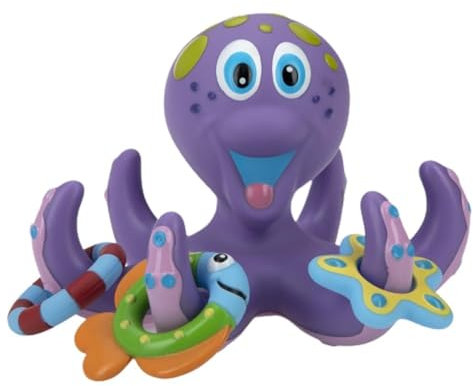 Nuby - Pulpo Flotante con 3 Anillos para Bañera - Juguetes Baño Bebe Interactivos Y Sensoriales - Estimula la coordinación Mano-Ojo, la Destreza y el Juego Creativo - Apto Desde 18+ Meses