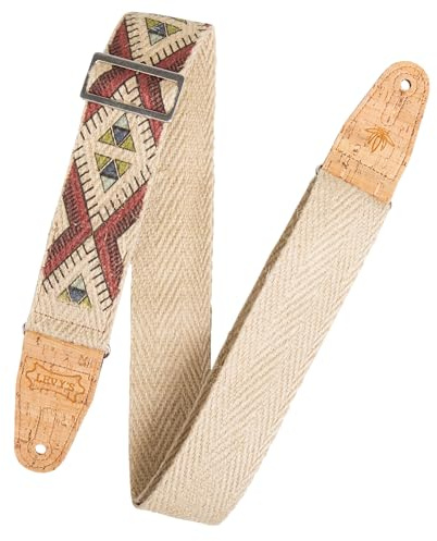 Levy's Leathers MH8P-002 Gitarrengurt aus Hanfgewebe, 5 cm breit, vegan, Ethno-Tribal-Design