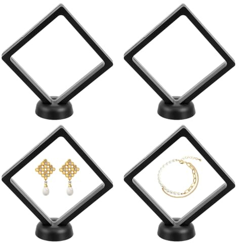 BESPORTBLE Jewelry Display Stand 4 Pcs Set with Round Base 4.33In Transparent Display Case for Shop Mall Tabletop Showing Coins Medals Jewellery Organizer