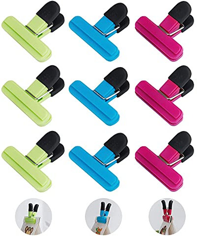 9 StüCk Farbe TüTen Clips Plastik Verschlussklammern Beutel KüChe Essen Taschen Verschlussklammern Verschlussclips ​FüR Snacks, Brot Chips, Kaffee Lagerung, SchüTzen Vor Aromaverlust,Frischhalten