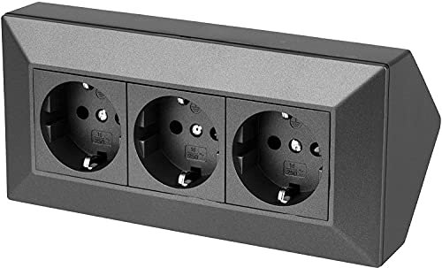 Regleta de 3 enchufes (230 V, 16 A, 3600 W) - color antracita