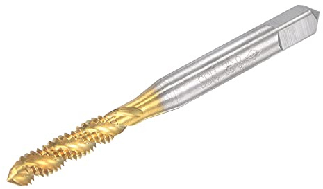 sourcing map Spirale Cannelure Fil Taraud 8-32 UNC HSS Haute Vitesse Acier Titane Plaqué Machine Fil Vis Taraud 3 Cannelures Tapotement Outil H2 Tolérance