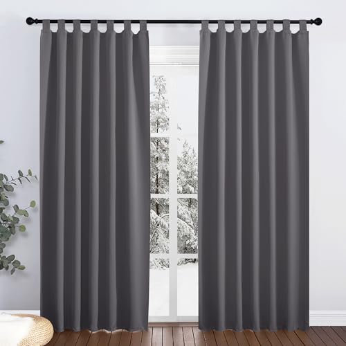 PONY DANCE Rideau pour Pergola - Rideaux d'Extérieur Lumière Bloquer Isolant Thermique avec Pattes Fixation Facile Décoration pour Terrasse Tonnelle, L 132 x H 213 cm, Gris, 2 PièceS