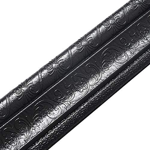 2.3m 3D Self Adhesive Peel and Stick Wall Border,Waterproof Wallpaper Border,Flexible Molding Ceiling Line,Self-Adhesive Mirror Borders,3D Pattern Sticker Wall Trim Line Skirting Border (Black)