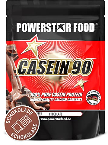 Powerstar CASEIN 90 Casein-Protein-Pulver 1000 g | Calciumcaseinat aus Weidemilch | Bis zu 88,3% Protein | Ideal als Diät- und Nachtprotein | Eiweiß-Pulver für Muskelaufbau & -erhalt | Schokolade | Calciumcaseinat aus Weidemilch bis zu 88 Prozent Protein - ideal als Diät und Nachtprotein - für Muskelaufbau Eiweisspulver