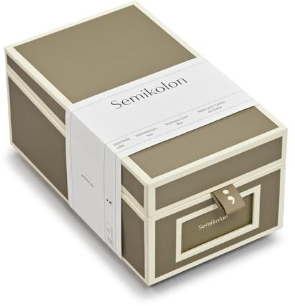 Semikolon 370083 Caja para tarjetas de visita - índice alfabético - 10,5 x 18 x 8,3 cm - Caja para tarjetas de visita - beige fango