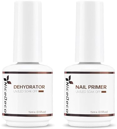 Nicedeco Dehydrator y Primer Semipermanente UV LED Soak off Kit de Uñas Esmaltes Semipermanentes en Gel Para Kit de Manicura y Pedicura - 2 x 15ml