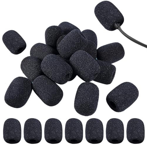 EIHI 30 Stück Popschutz Mikrofon, 30 * 23Mm Mikrofon Windschutz, Ersatz-Windschutz Für Mikrofon Und Headset Aus Schaumstoff,Mini-Mikrofon Headset Windschutzscheibe Für Unterricht,Treffen(Schwarz)