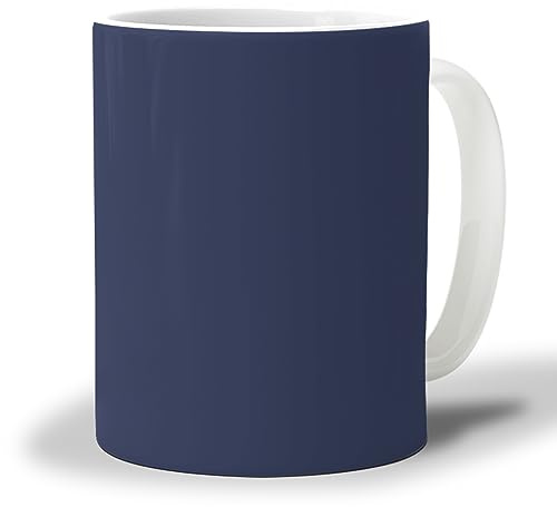 Taza de café y té de color sólido, 12 oz, tazas de café de cerámica para oficina en casa, tazas de café de cerámica para mujeres y hombres, aptas para microondas y lavavajillas, patrón azul oscuro