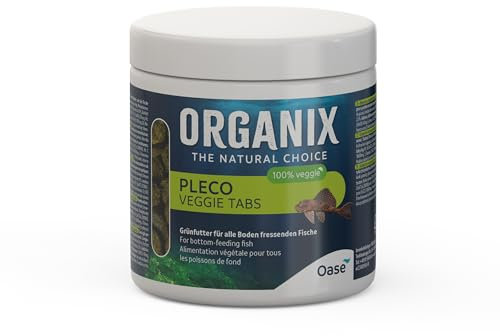 OASE ORGANIX Pleco Veggie Tabs 250 ml - Grünfutter für vollwertige vegetarische Versorgung von Fischen in der unteren Schwimmzone, Aquarienfutter für Pflanzenfresser, Grün