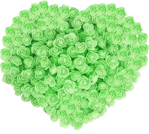 Gearific 200 mini rosas artificiales de espuma, rosas artificiales de espuma para manualidades, bodas, fiestas, día de San Valentín, festivales, decoración del hogar (verde)