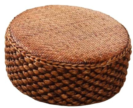 Dualoai Cuscino del Sedile in Rattan, Cuscino Tatami in Rattan, Comodo Cuscino del Sedile Piatto, Fatto a Mano, con Tappetino per Pouf, per Soggiorno Yoga, Colore del caffè