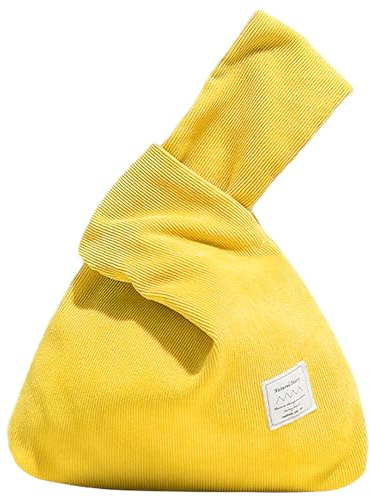 Anopo Borsa da Polso con Nodo da Donna Piccole Velluto a Coste Borsa Tote Borsa da Sera Elegante Giallo