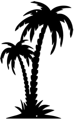 CREATCABIN Décoration Murale en Métal en Forme de Cocotier - Palmier - Sculptures D'Arbres Tropicaux Noirs - Décoration Murale à Suspendre au-Dessus du Lit,Salon,Maison,Jardin 25x40cm