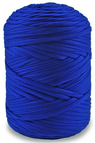 NOTIONSLAND 400g Filato per Maglieria T-Shirt Filato per Uncinetto per Borsa, Cesto, Coperta Decorazione Casa - Filato Colore Solido Blu Zaffiro