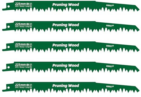 5x Lame per Sega a Sciabola Legno 225mm, 5TPI Lame per Sega a Sciabola per Potatura alberi, Legno Verde, Legno Duro, legno grezzo, Facile e Durevole