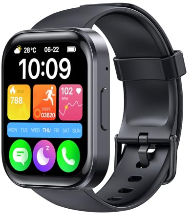 OUKITEL Smartwatch Herren Damen BT103, Fitnessuhr mit Telefonfunktion 1,91 Zoll Touchscreen, Wasserdicht Smart Watch mit schrittzähler Schlafmonitor, Sportuhr für Android iOS