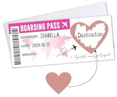 Boarding Pass Scratch Card, Personalised Scratch Card Reveal, Surprise Trip Ticket for Writing Your Own Special, Unique Travel Gift, We are Going on Holiday Scratch Card with Envelope